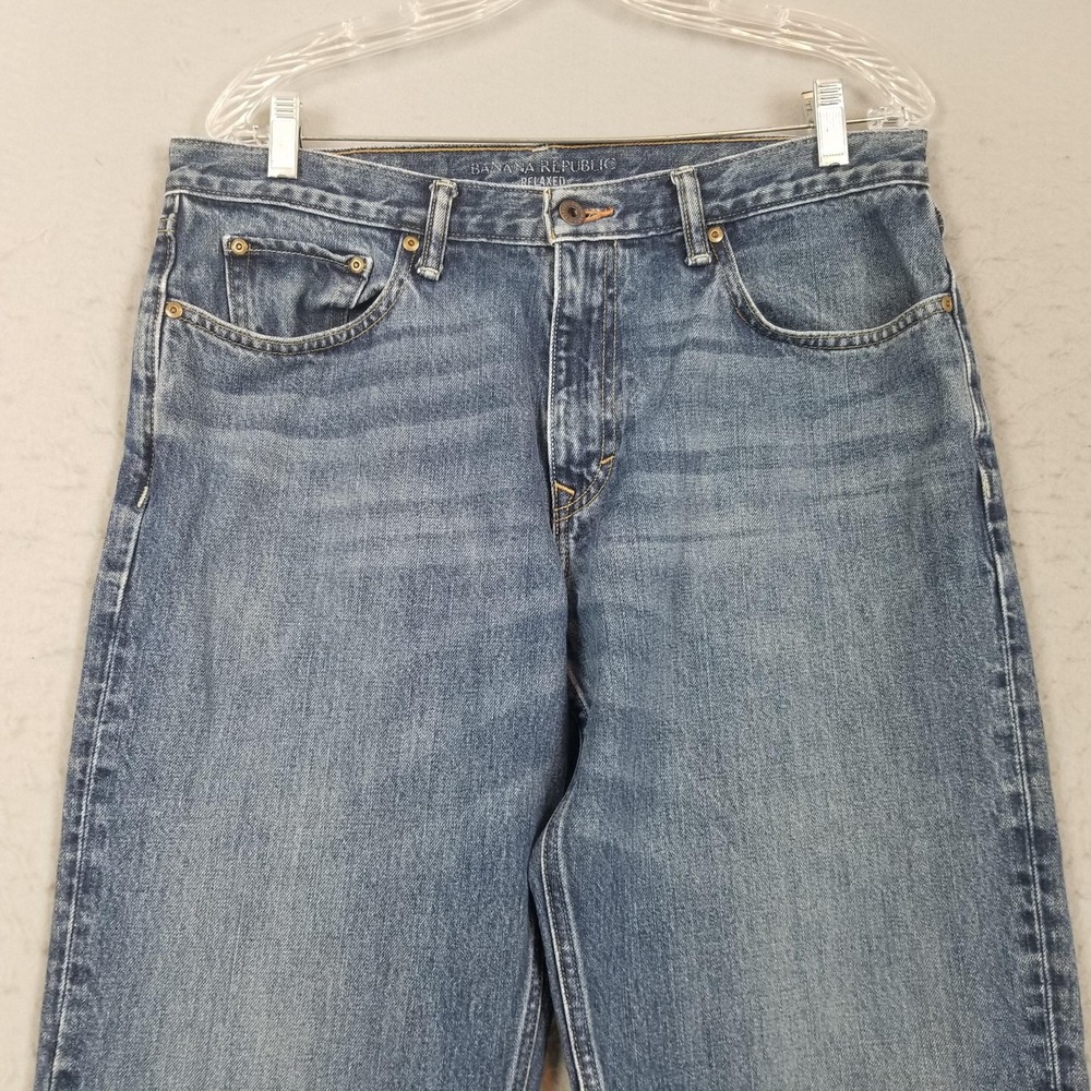 Banana Republic Relaxed Jeans Mens 33x30 Blue Medium Wash Straight Denim Pants - Picture 2 of 15